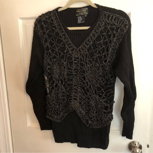 Maurada Collections, Black Sweater gold thread, Size M - Picture 2 of 10
